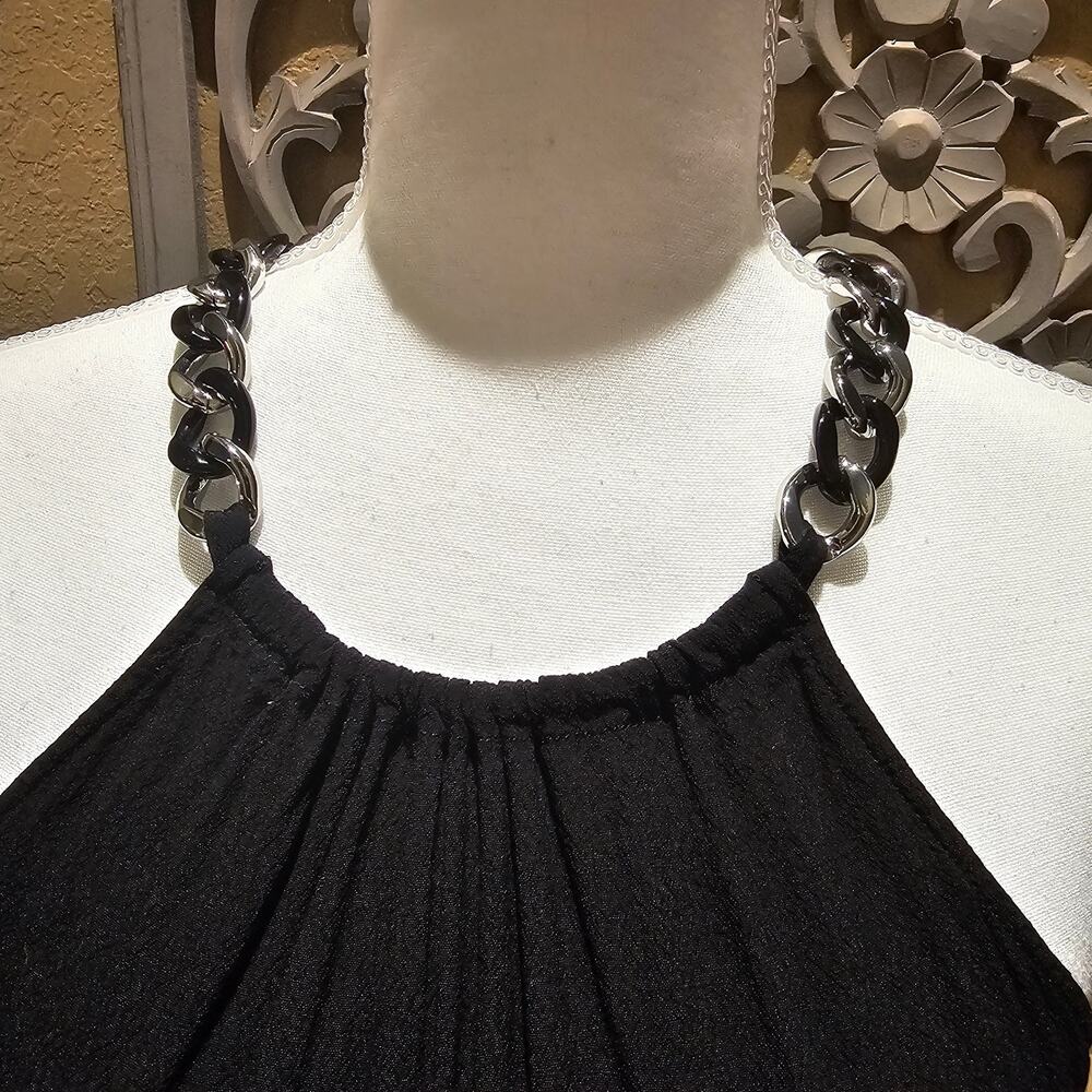 Michael Kors S Black Halter Viscose Dress Evening Chic Minimalist Y2K Revival - Picture 5 of 11